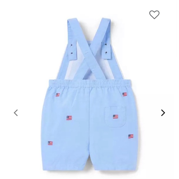 Janie and Jack Light Blue Overalls with Flag Details - Picture 2 of 5
